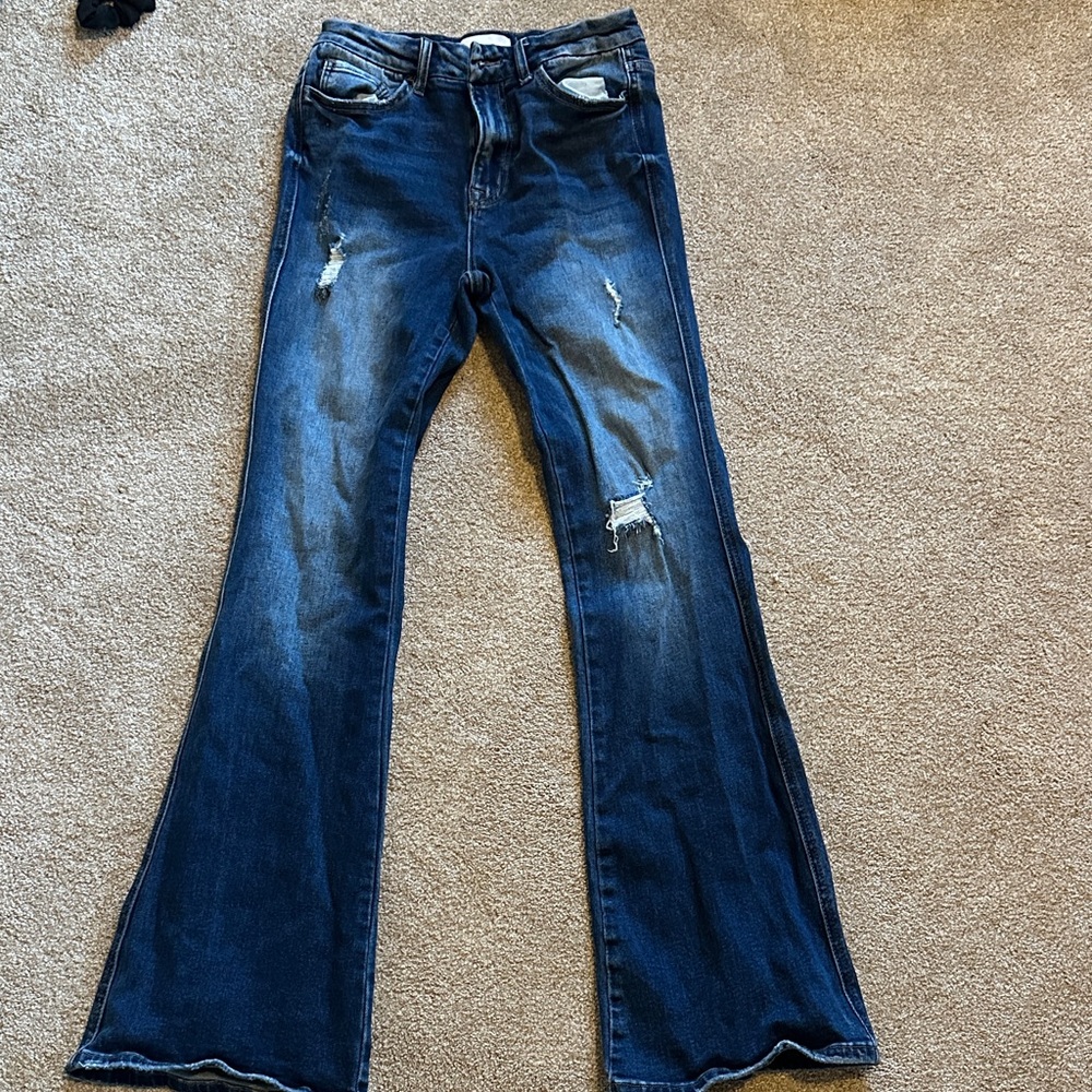 Dark Blue Bell Bottom Jeans
